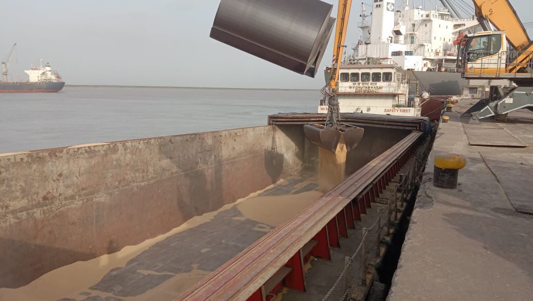 Bulk cargo loading at Gujarat port